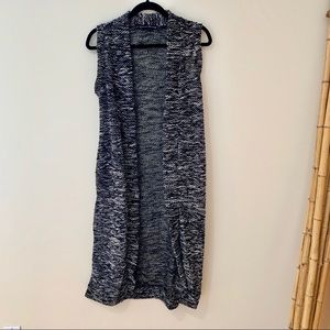 NWOT Long Black & White Vest